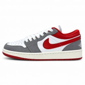 کتونی نایک ایر جردن وان طوسی قرمز (Nike Air Jordan 1 Low Light Iron Ore/Gym Red)